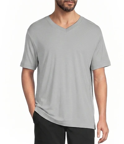 Roundtree & Yorke Big & Tall Short Sleeve Striped V-Neck Knit Shirt