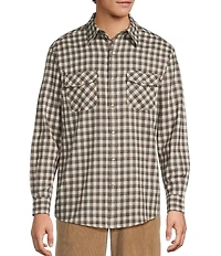 Roundtree & Yorke Big & Tall Small Plaid Western-Inspired Long-Sleeve Portuguese Flannel Sport Shirt
