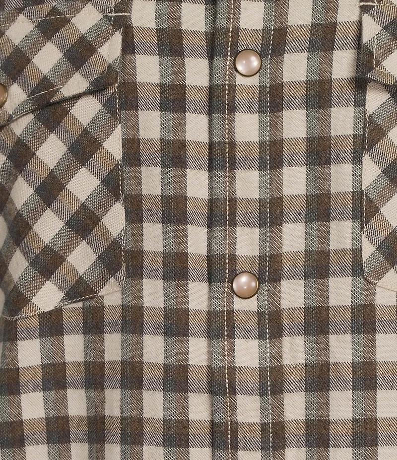 Roundtree & Yorke Big & Tall Small Plaid Western-Inspired Long-Sleeve Portuguese Flannel Sport Shirt