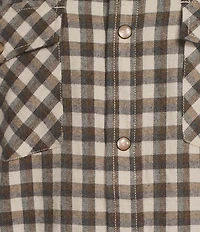 Roundtree & Yorke Big & Tall Small Plaid Western-Inspired Long-Sleeve Portuguese Flannel Sport Shirt