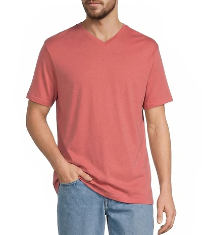 Roundtree & Yorke Big & Tall Solid Cloud Short Sleeve V-Neck T-Shirt