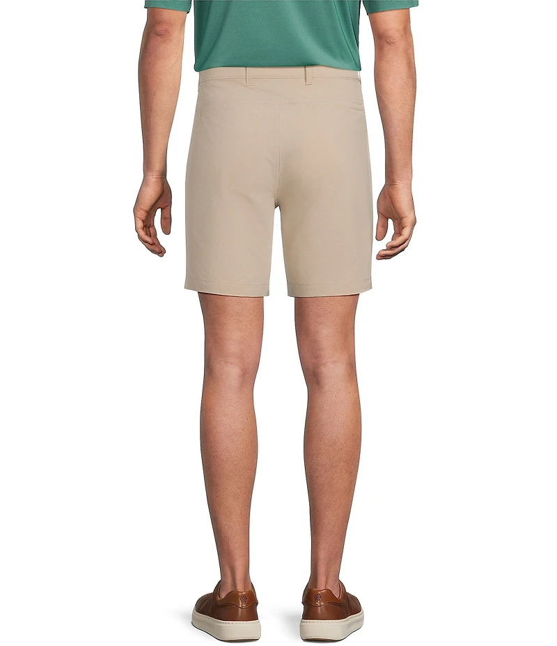 Roundtree & Yorke Big & Tall Solid Flat Front Performance 8#double; Inseam Shorts