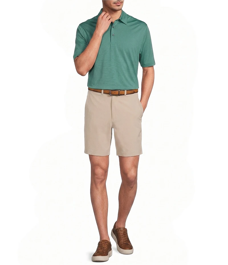 Roundtree & Yorke Big & Tall Solid Flat Front Performance 8#double; Inseam Shorts