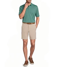 Roundtree & Yorke Big & Tall Solid Flat Front Performance 8#double; Inseam Shorts