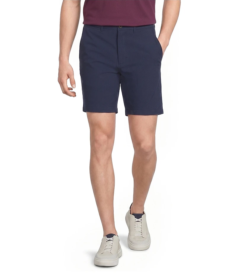 Roundtree & Yorke Big & Tall Solid Flat Front Performance 8#double; Inseam Shorts