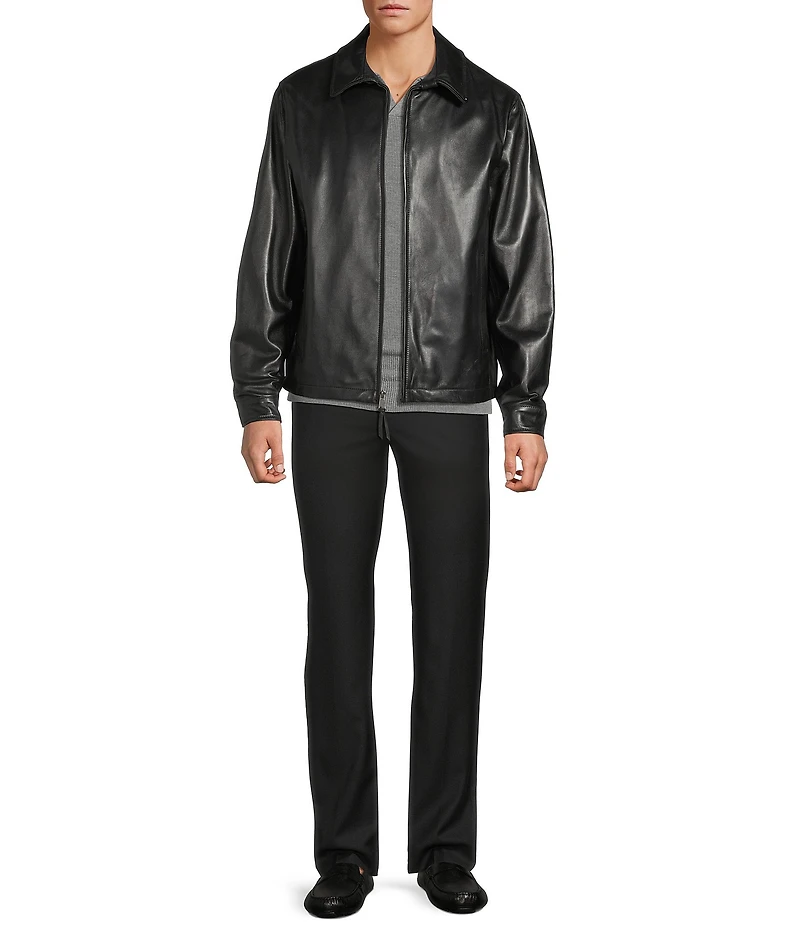 Roundtree & Yorke Big & Tall The 1988 Classic Black Leather Jacket