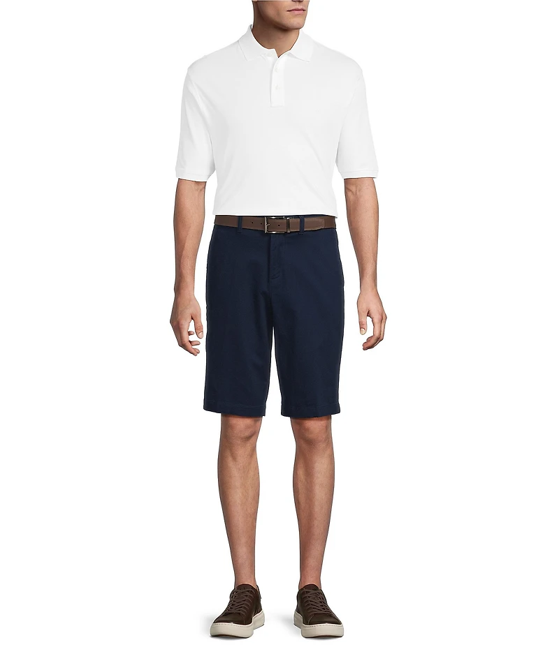 Roundtree & Yorke Big & Tall The Cloud Collection Flat Front Washed Chino 11#double; Inseam Shorts