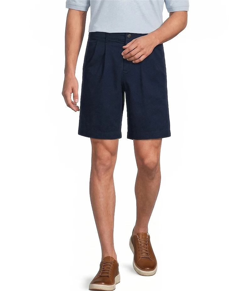 Roundtree & Yorke Big & Tall The Cloud Short Classic Fit Pleated 9#double; Inseam Washed Chino Shorts