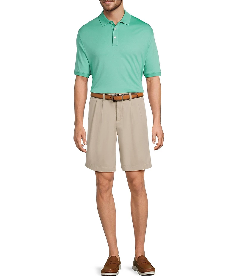 Roundtree & Yorke Big & Tall The Cloud Short Classic Fit Pleated 9#double; Inseam Washed Chino Shorts