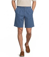 Roundtree & Yorke Big & Tall The Cloud Short Classic Fit Pleated 9#double; Inseam Washed Chino Shorts