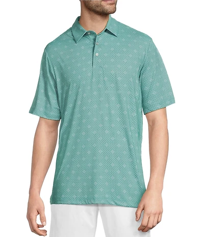 Roundtree & Yorke Big & Tall The Fairway Performance Short Sleeve Medallion Geo Print Polo Shirt