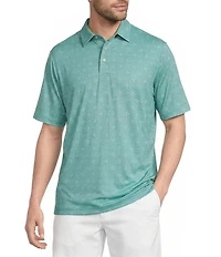 Roundtree & Yorke Big & Tall The Fairway Performance Short Sleeve Medallion Geo Print Polo Shirt