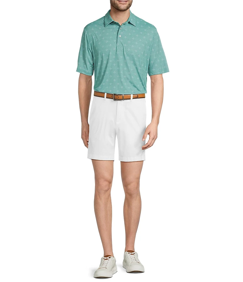 Roundtree & Yorke Big & Tall The Fairway Performance Short Sleeve Medallion Geo Print Polo Shirt