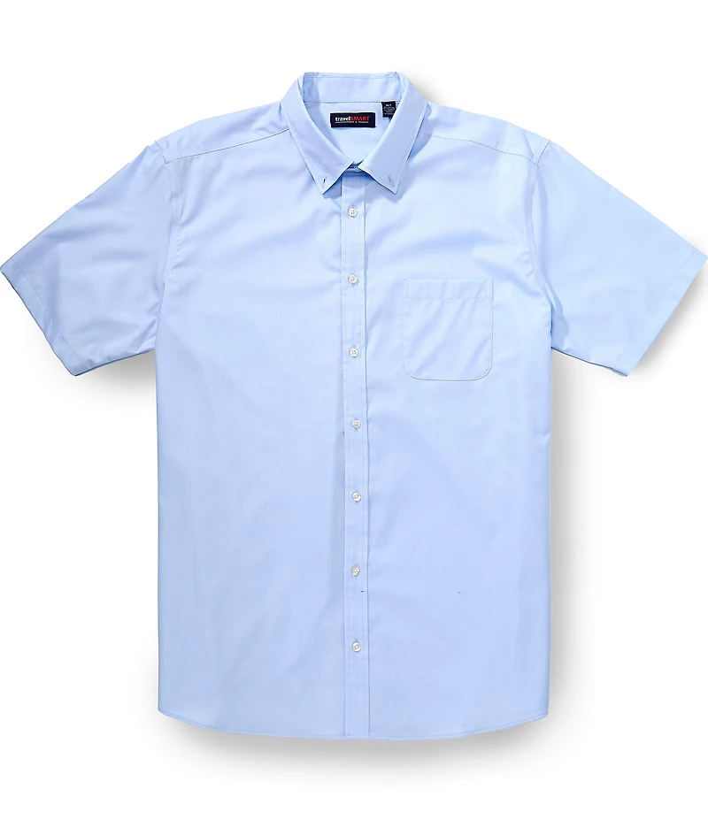 Roundtree & Yorke Big & Tall TravelSmart Easy Care Short Sleeve Solid Twill Sport Shirt