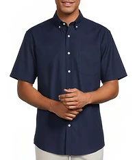 Roundtree & Yorke Big & Tall TravelSmart Easy Care Short Sleeve Solid Twill Sport Shirt