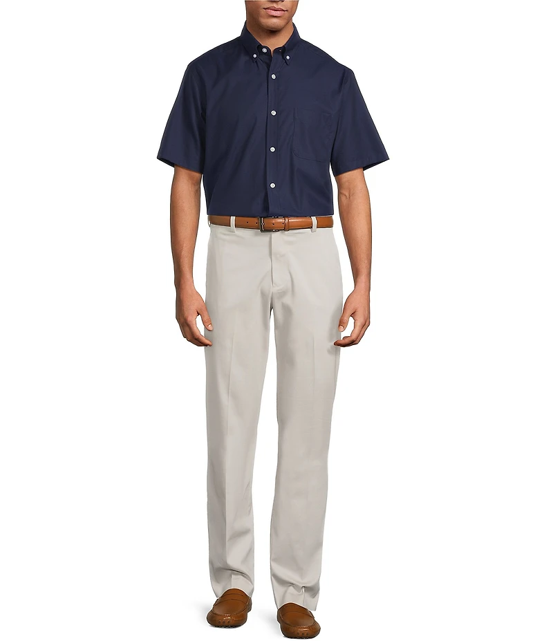 Roundtree & Yorke Big & Tall TravelSmart Easy Care Short Sleeve Solid Twill Sport Shirt