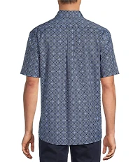 Roundtree & Yorke Big & Tall TravelSmart Easy Care Short Sleeve Diamond Print Poplin Sport Shirt