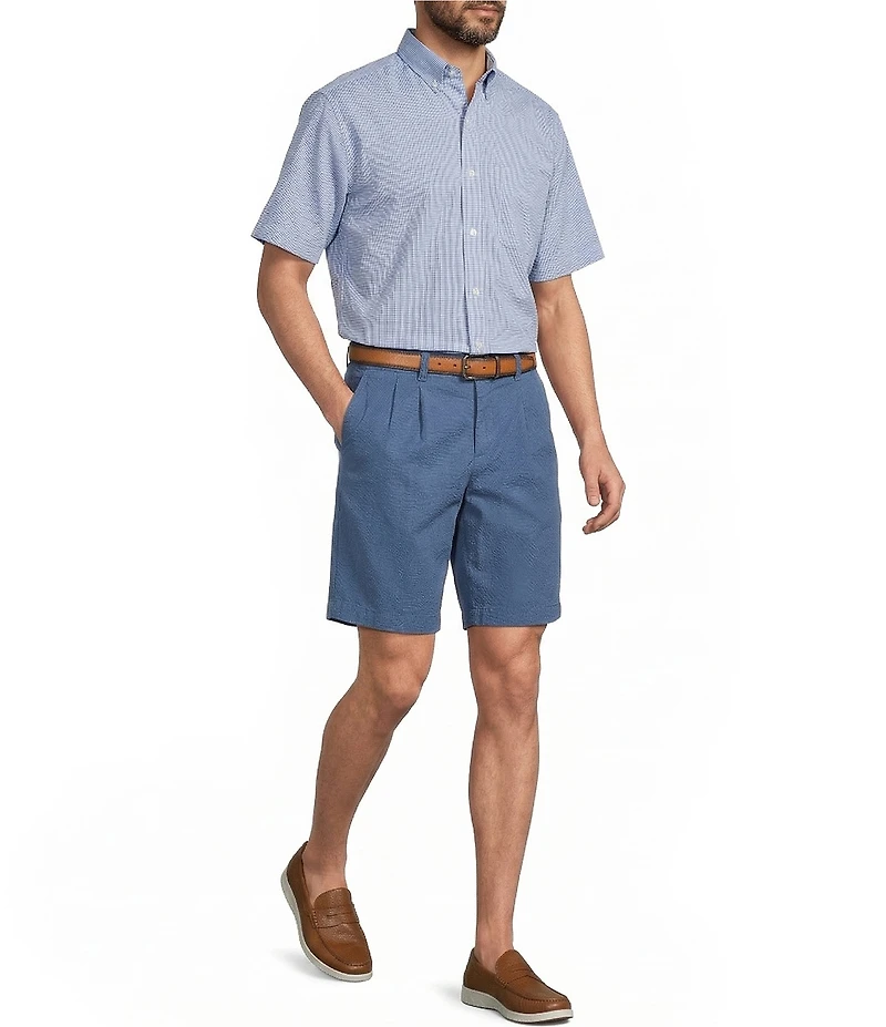 Roundtree & Yorke Big & Tall TravelSmart Easy Care Short Sleeve Plaid Poplin Sport Shirt