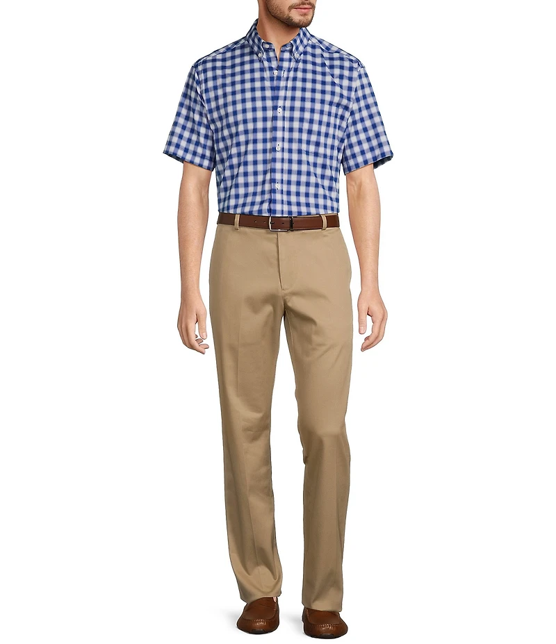 Roundtree & Yorke Big & Tall TravelSmart Easy Care Short Sleeve Medium Plaid Sport Shirt