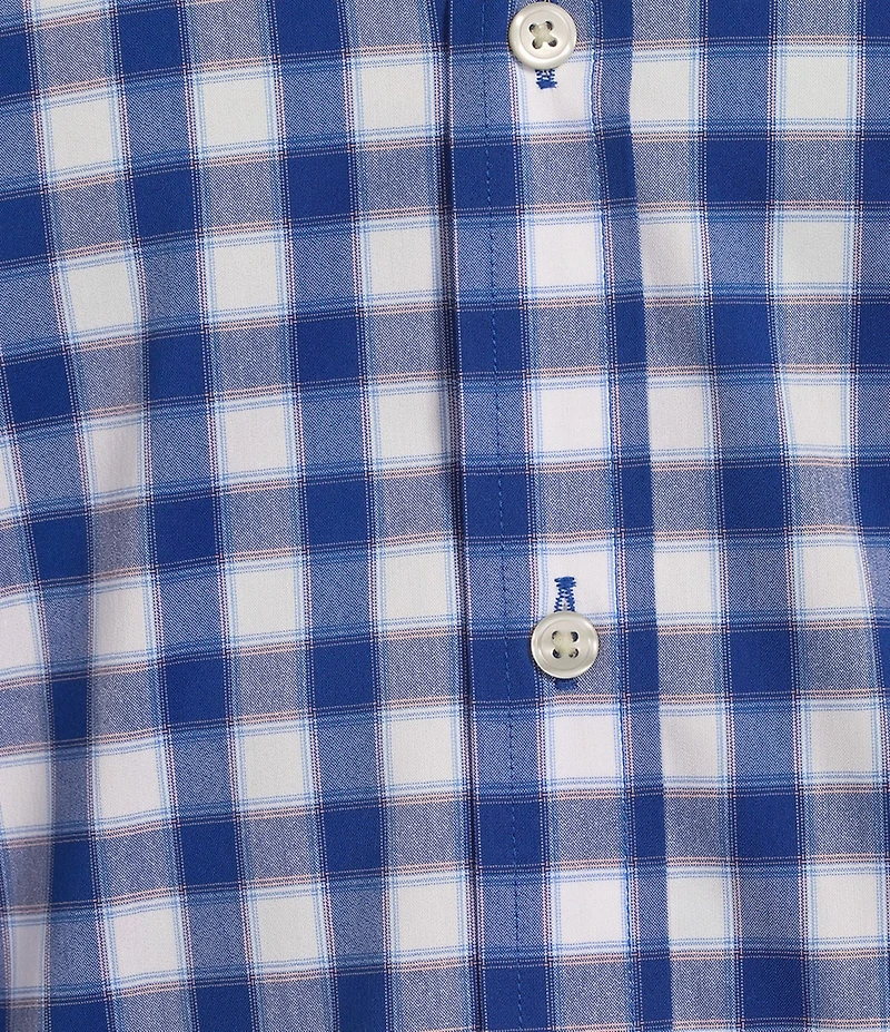 Roundtree & Yorke Big & Tall TravelSmart Easy Care Short Sleeve Medium Plaid Sport Shirt
