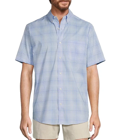 Roundtree & Yorke Big & Tall TravelSmart Easy Care Short Sleeve Ombre Plaid Sport Shirt