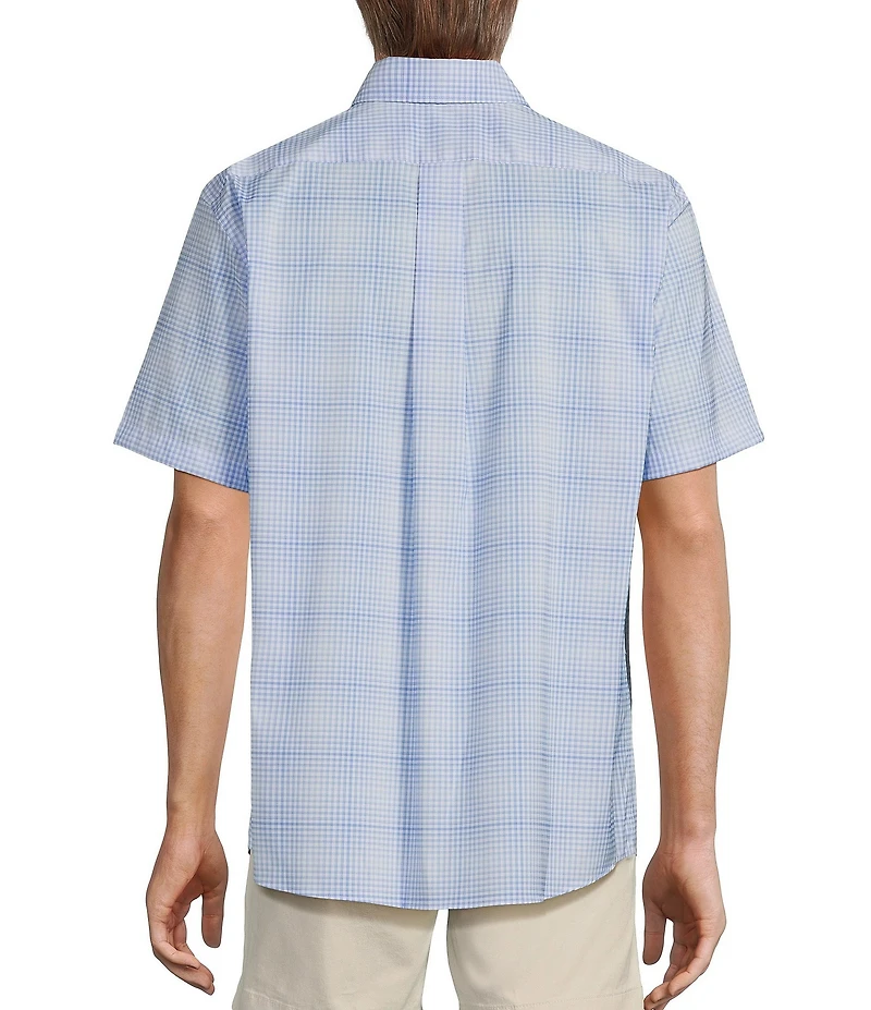 Roundtree & Yorke Big & Tall TravelSmart Easy Care Short Sleeve Ombre Plaid Sport Shirt
