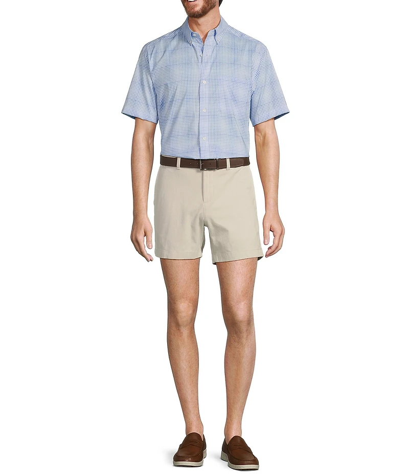 Roundtree & Yorke Big & Tall TravelSmart Easy Care Short Sleeve Ombre Plaid Sport Shirt