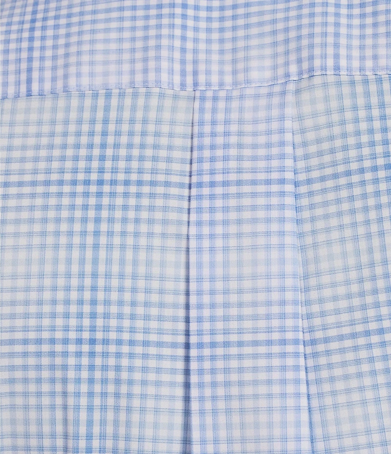 Roundtree & Yorke Big & Tall TravelSmart Easy Care Short Sleeve Ombre Plaid Sport Shirt