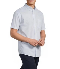 Roundtree & Yorke Big & Tall TravelSmart Easy Care Short Sleeve Small Grid Poplin Sport Shirt