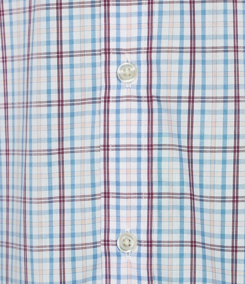 Roundtree & Yorke Big & Tall TravelSmart Easy Care Short Sleeve Small Plaid Poplin Sport Shirt