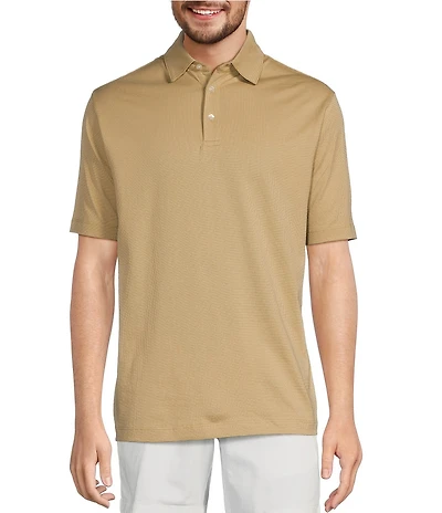 Roundtree & Yorke Big & Tall TravelSmart Short Sleeve Non-Solid Solid Jacquard Polo Shirt