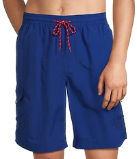 Roundtree & Yorke Boardwalk Cargo 9#double; Solid Swim Trunk