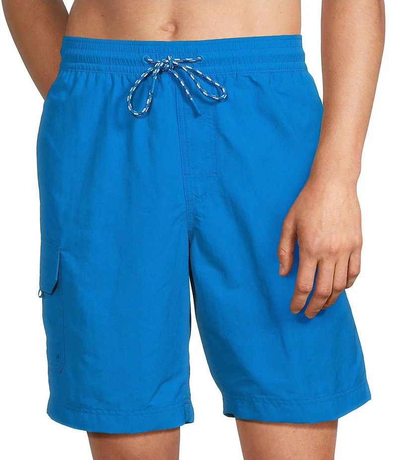 Roundtree & Yorke Boardwalk Cargo 9#double; Solid Swim Trunks