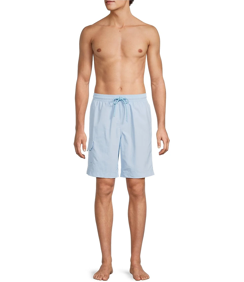 Roundtree & Yorke Boardwalk Cargo 9#double; Solid Swim Trunks