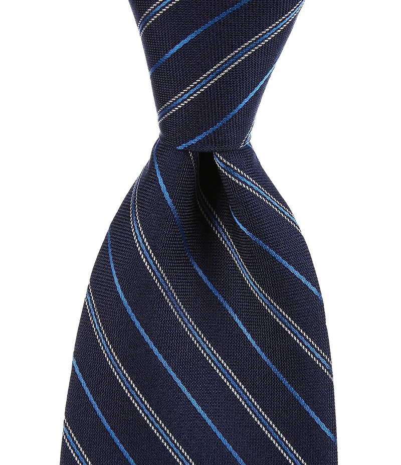Roundtree & Yorke Bugsy Stripe 3 3/8#double; Woven Silk Tie