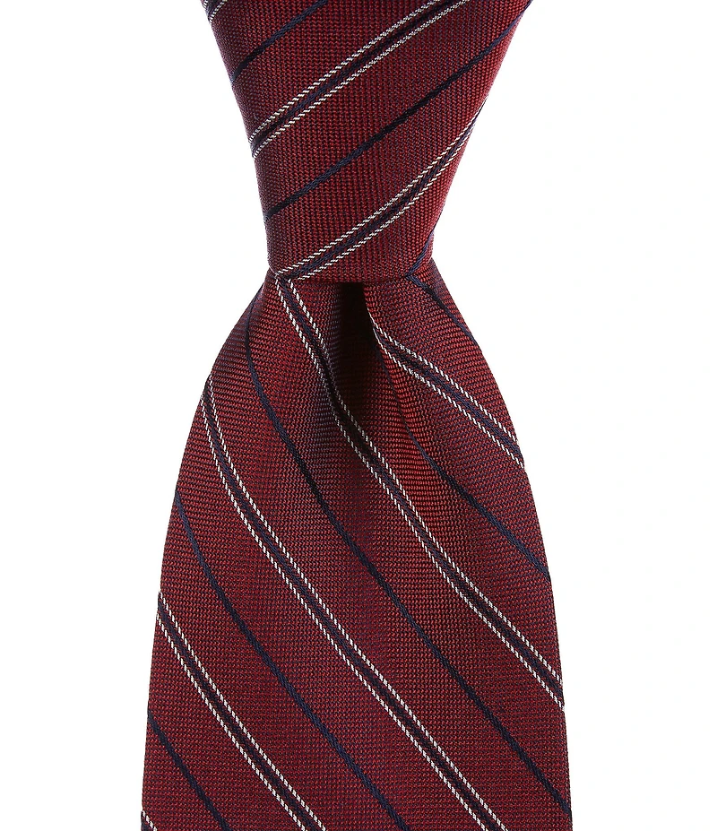 Roundtree & Yorke Bugsy Stripe 3 3/8#double; Woven Silk Tie