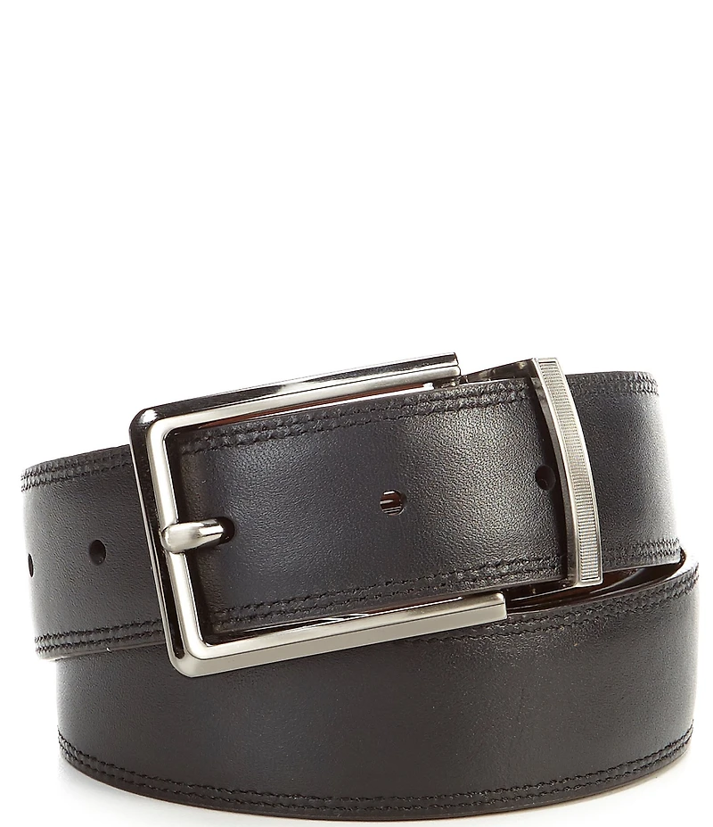 Roundtree & Yorke Burnished Edge Reversible Leather Belt
