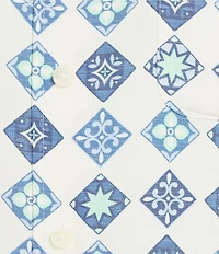 Roundtree & Yorke Button Down Collar Short Sleeve Diamond Print Sport Shirt