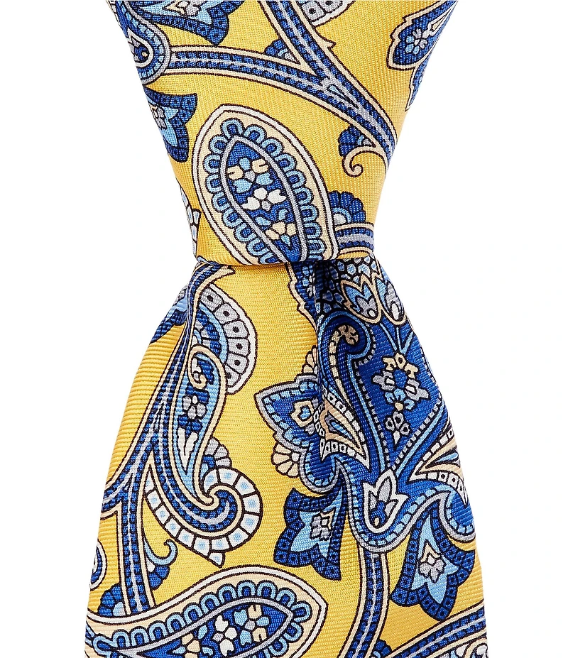 Roundtree & Yorke Cab Paisley-Printed 3 1/8#double; Silk Tie