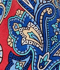 Roundtree & Yorke Cab Paisley-Printed 3 1/8#double; Silk Tie