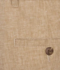 Roundtree & Yorke Casual Linen Flat Front 9#double; Solid Shorts