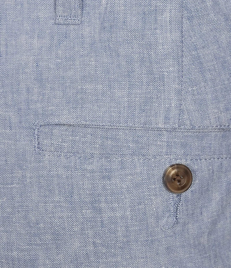 Roundtree & Yorke Casual Linen Flat Front 9#double; Solid Shorts