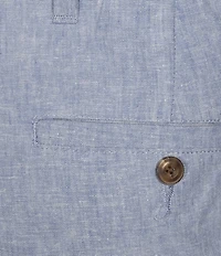 Roundtree & Yorke Casual Linen Flat Front 9#double; Solid Shorts
