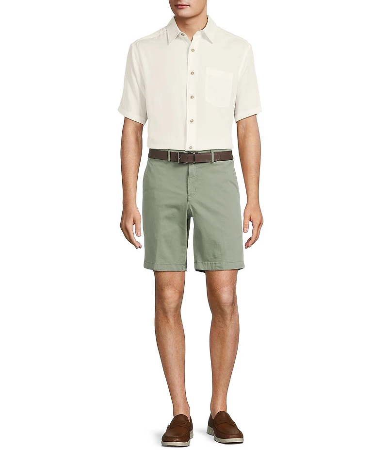 Roundtree & Yorke Casual Straight Fit Flat Front Printed 9#double; Inseam Shorts