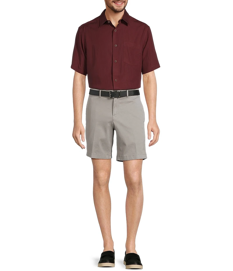 Roundtree & Yorke Casual Straight Fit Flat Front Printed 9#double; Inseam Shorts