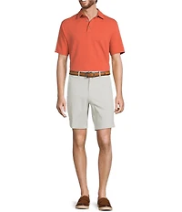 Roundtree & Yorke Casual Straight Fit Flat Front Printed 9#double; Inseam Shorts