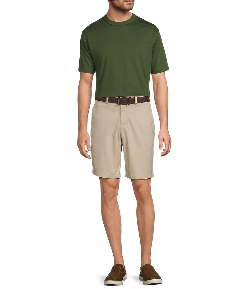 Roundtree & Yorke Classic Fit Flat Front All Seasons Coolmax 9#double; Inseam Shorts