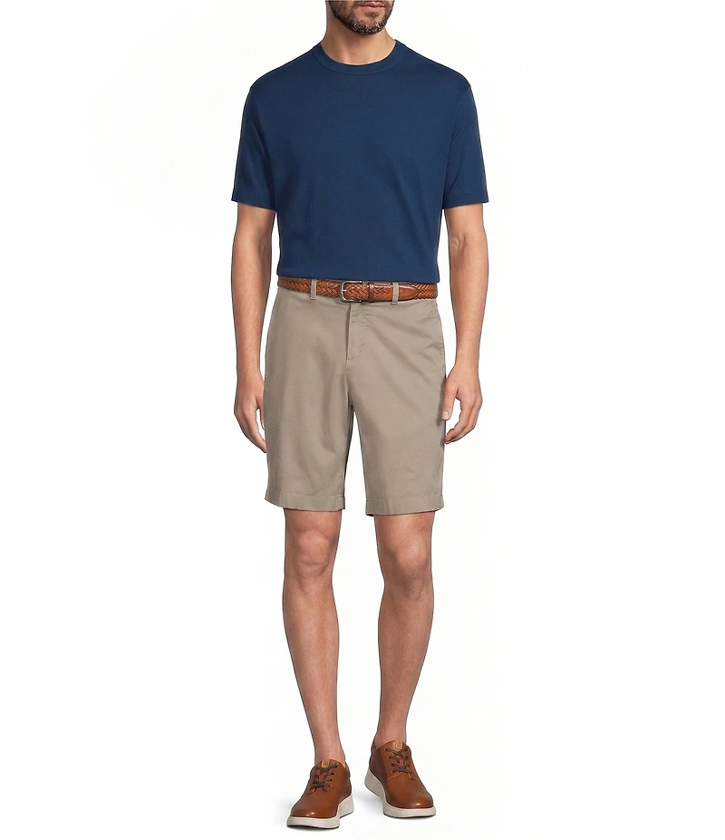 Roundtree & Yorke Classic Fit Flat Front All Seasons Coolmax 9#double; Inseam Shorts