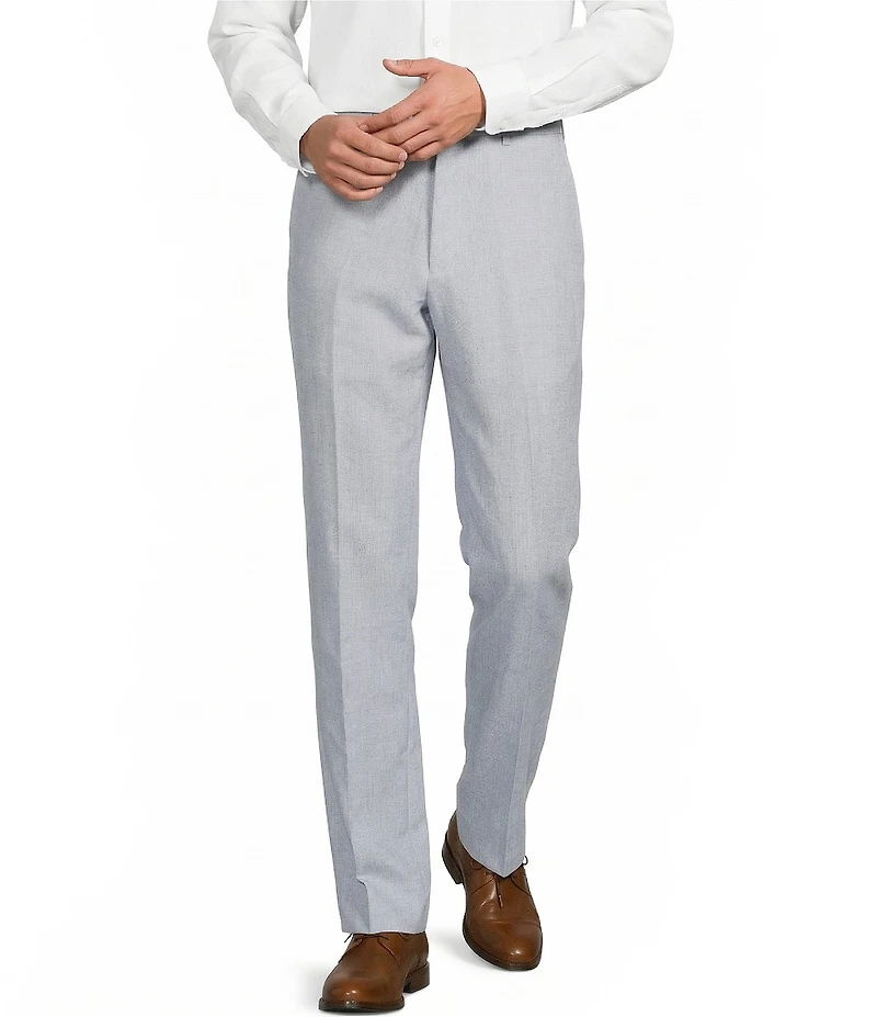 Roundtree & Yorke Classic Fit Flat Front Solid Linen Dress Pants