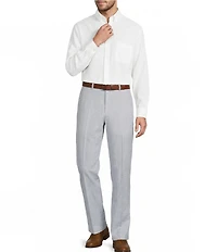 Roundtree & Yorke Classic Fit Flat Front Solid Linen Dress Pants